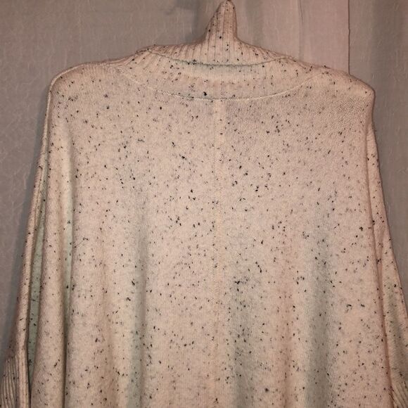 LOFT M Knit Poncho Turtleneck Sweater Ivory Black Specks - Picture 4 of 12